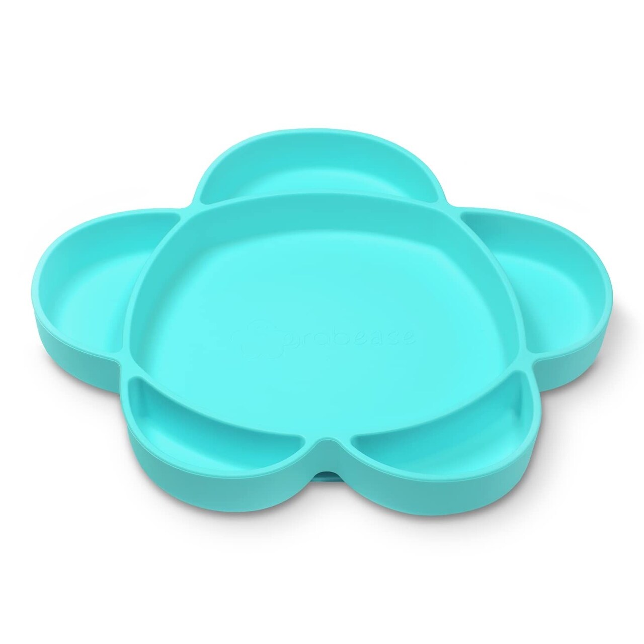 grabease Silicone Suction Plate for Baby & Toddler Self-Feeding, 6-Section Dish With Stay-Put Grip, BPA and Phthalates-Free, Dishwasher and Microwave Safe, Bright Teal